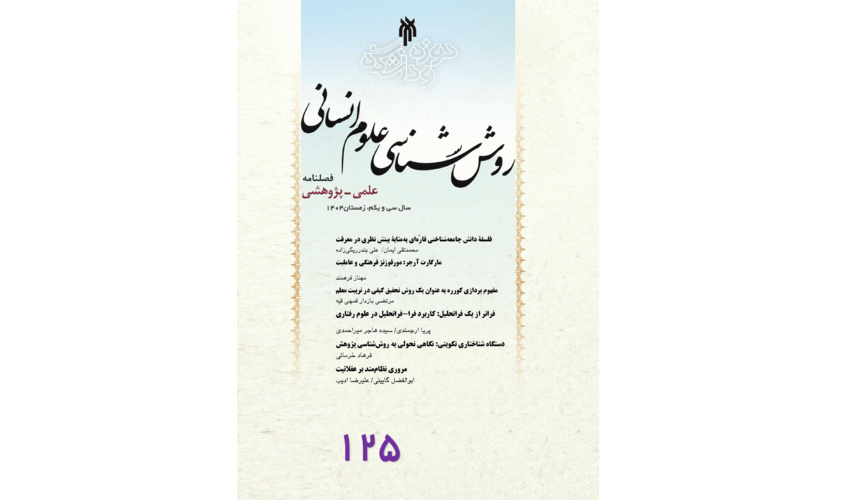 شماره ۱۲۵ نشریه روش شناسی علوم انسانی منتشر شد.